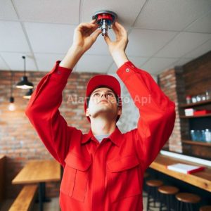 Teknisi sedang Memasang Sprinkler Head